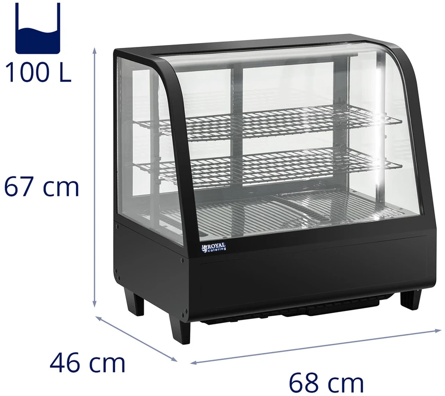 Vitrininis šaldytuvas Šaldymo vitrina su 3 lygiais, 100 l, juoda/stiklinė