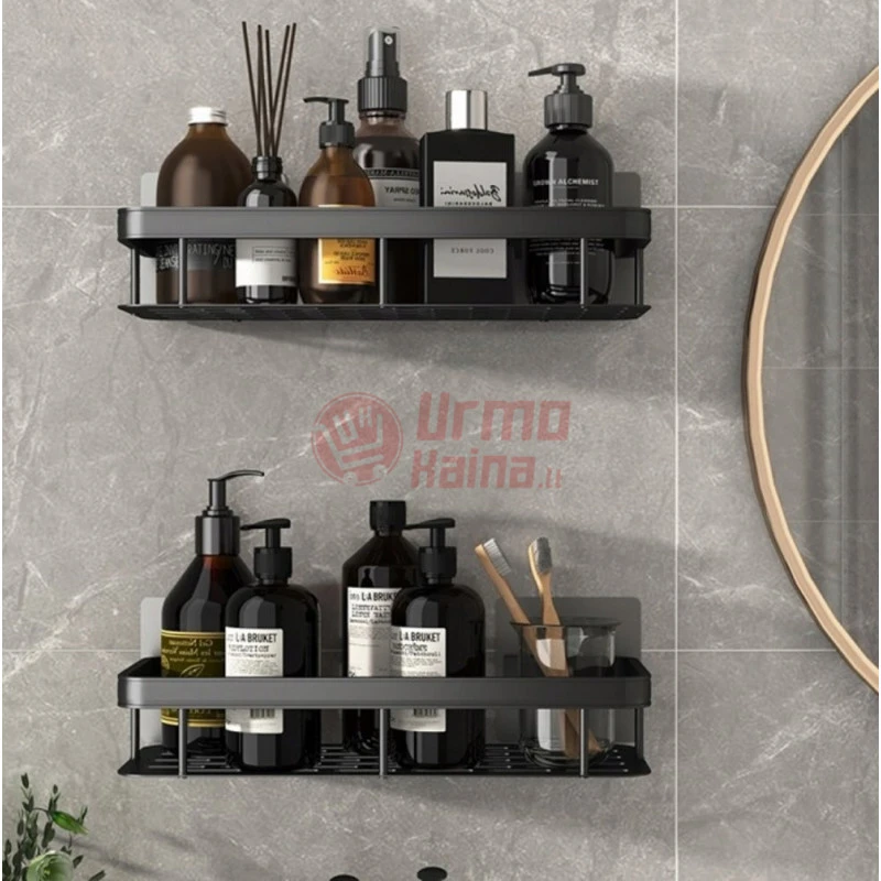 Vonios lentynos 2 vnt 30x13x47 cm juoda DL02