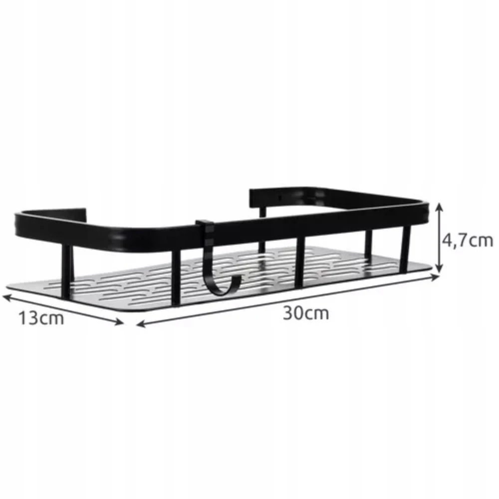 Vonios lentynos BERIMAX FXD-2U9 2 vnt. 30x13x4.7 cm juoda