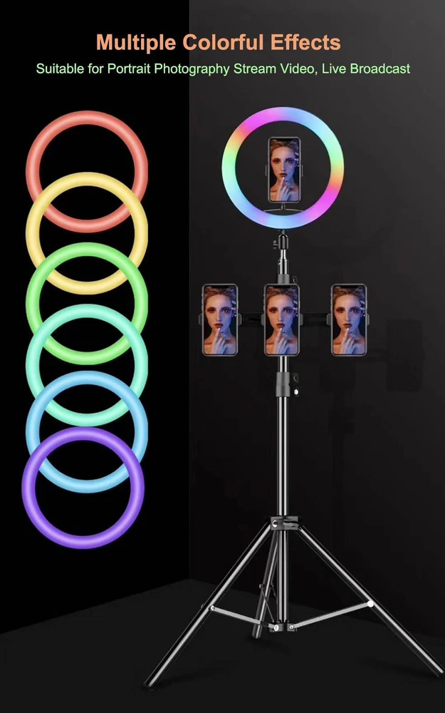 Žiedinė LED lempa BERIMAX 7FD-9MJKI 45 W RGB 26 cm 17 režimų