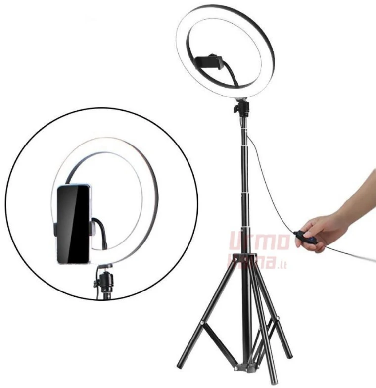 Žiedinė LED lempa LS26 su trikoju stovu PT