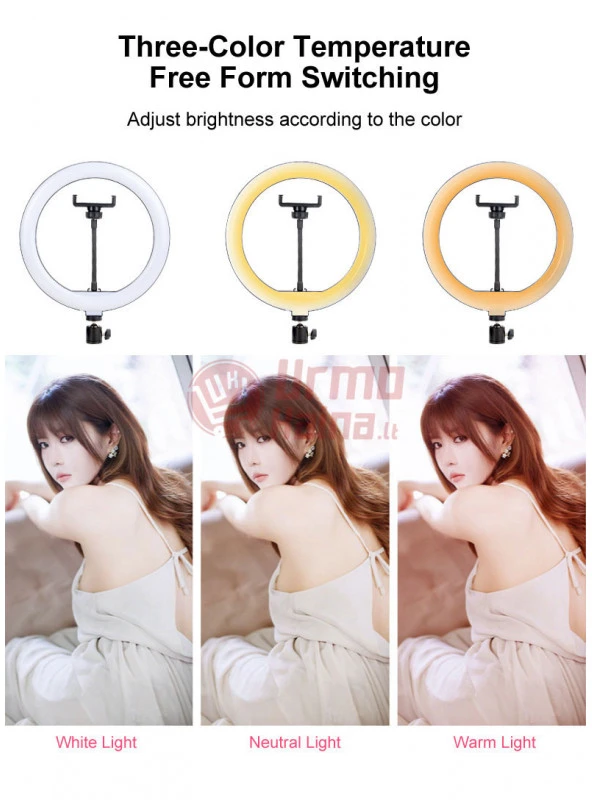 Žiedinė LED lempa LS30 V2 60 W su trikoju stovu PT