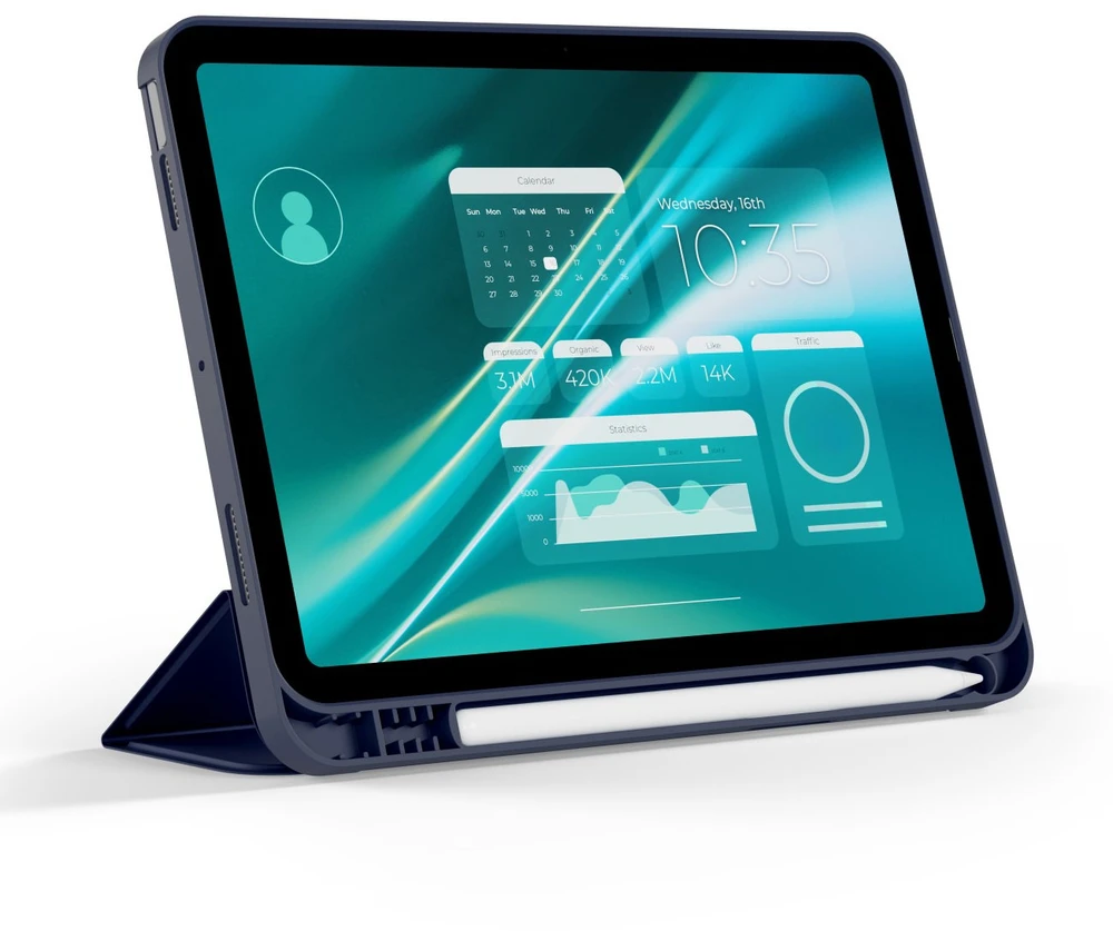 Dėklas knygutė iPad 11 - 2025 11", iPad 10 - 2022 10.9" - Tamsiai mėlynas