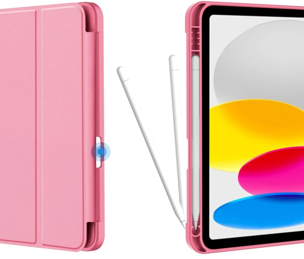Dėklas knygutė iPad 11 - 2025 11", iPad 10 - 2022 10.9" - Ryškiai rožinis