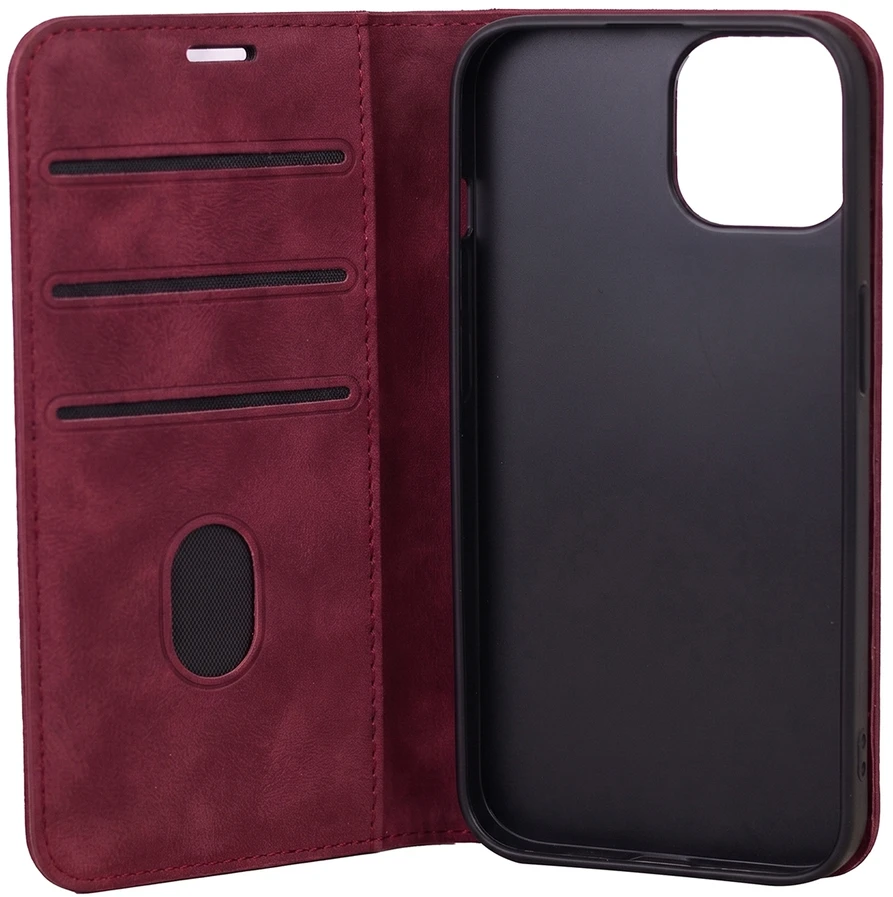 Dėklas knygutė iPhone 11 - Tamsiai raudonas