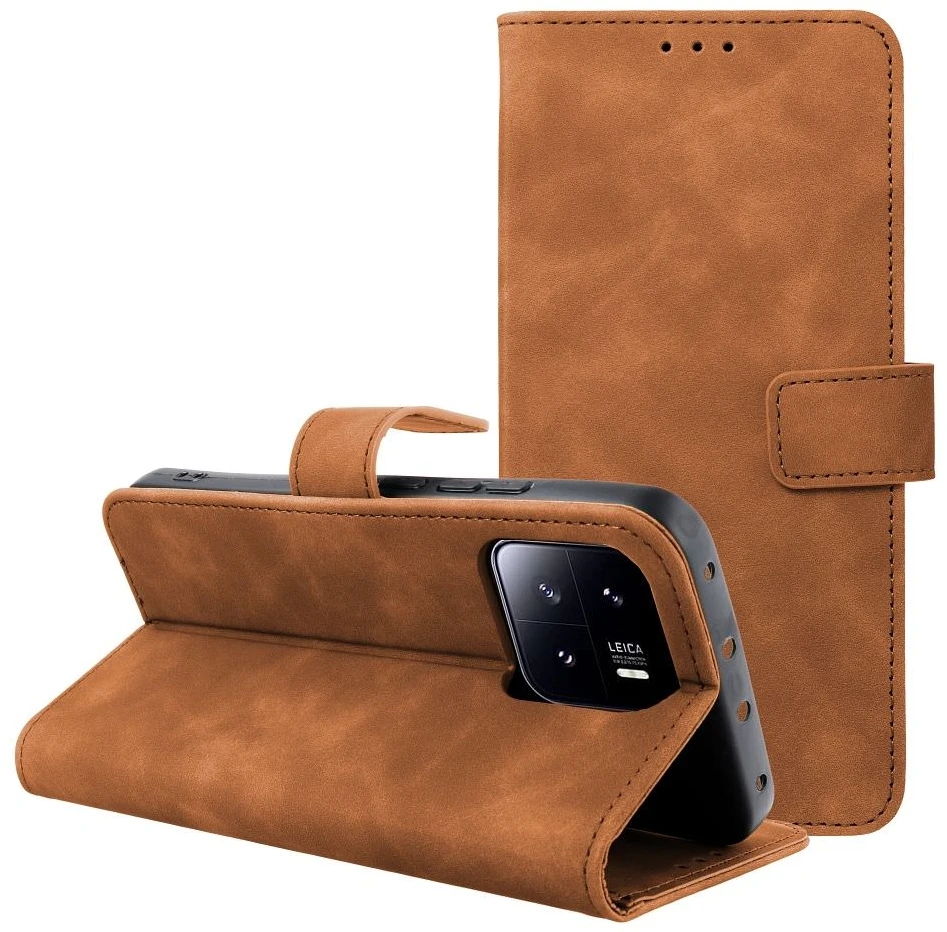 Dėklas knygutė skirtas iPhone 13 - Ruda