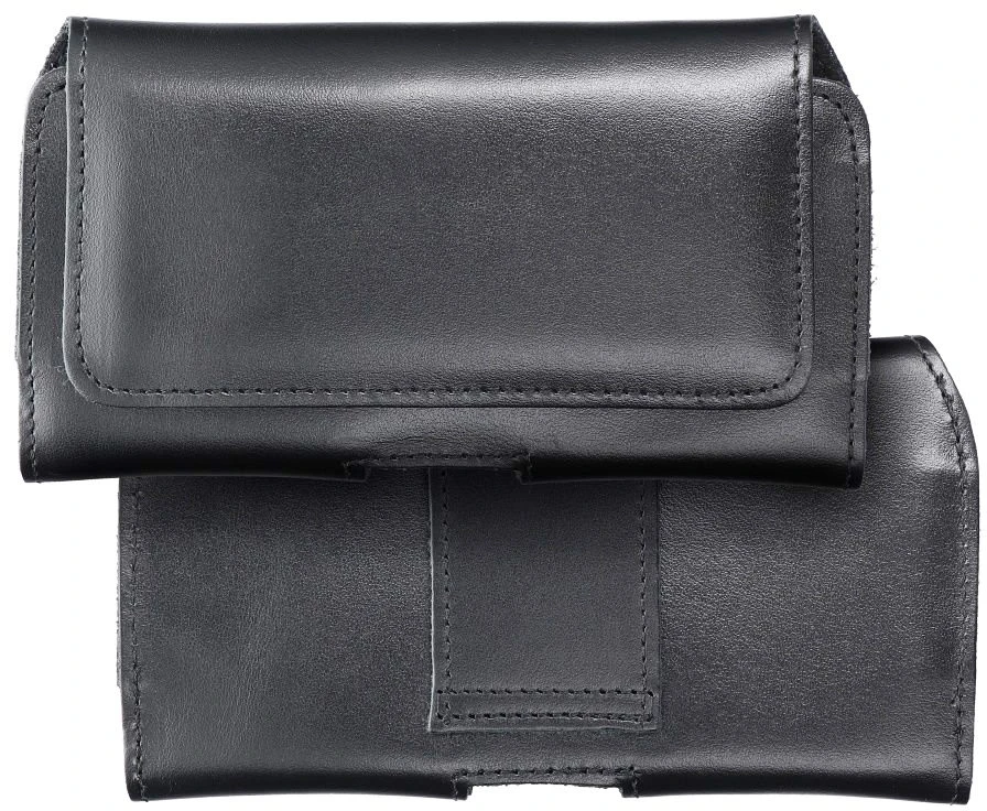 Dėklas prie diržo, Odinis dėklas 3XL (viduje apie: CAT S53, iki 9x17x1.5 cm) - Juodas