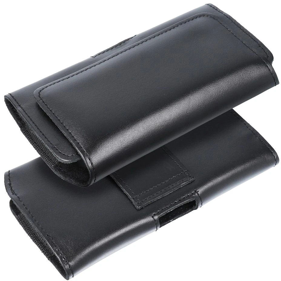 Dėklas prie diržo, Odinis dėklas 3XL (viduje apie: CAT S53, iki 9x17x1.5 cm) - Juodas