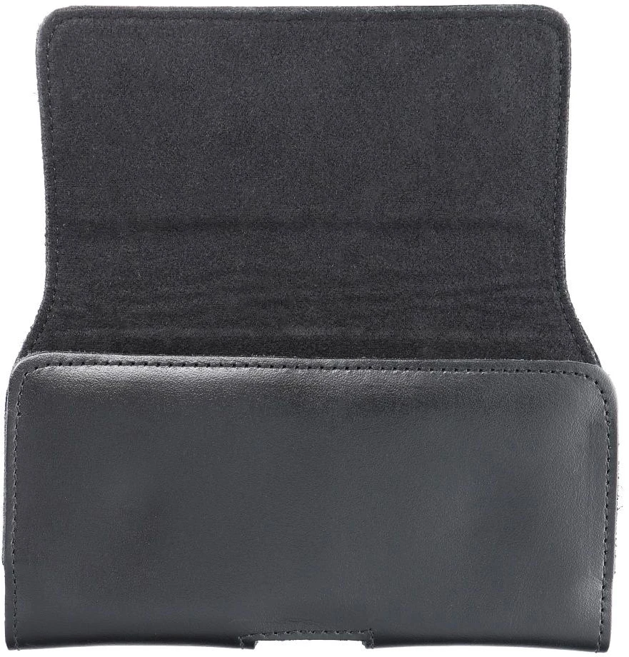 Dėklas prie diržo, Odinis dėklas 3XL (viduje apie: CAT S53, iki 9x17x1.5 cm) - Juodas