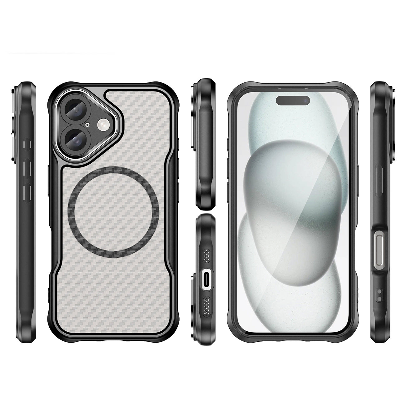 Dėklas iPhone 18 // iPhone 17 - Skaidrus-Juodas aprašymas - Prekės nuotrauka