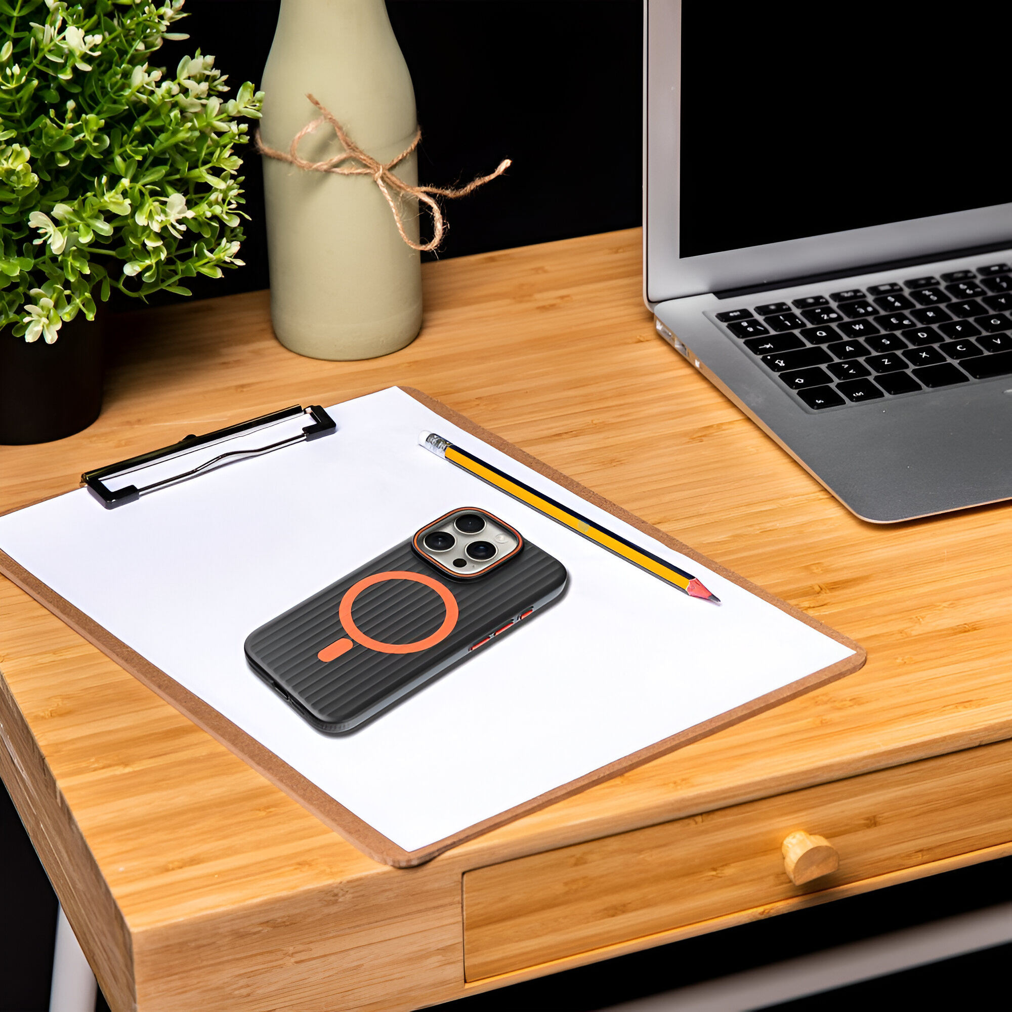 Dėklas iPhone 18 Pro Max // iPhone 17 Pro Max - Juodas-Oranžinė aprašymas - Prekės nuotrauka