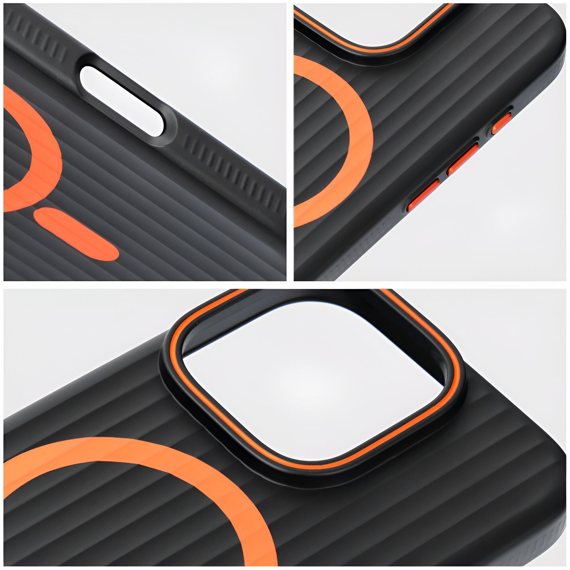 Dėklas iPhone 18 Pro Max // iPhone 17 Pro Max - Juodas-Oranžinė aprašymas - Prekės nuotrauka