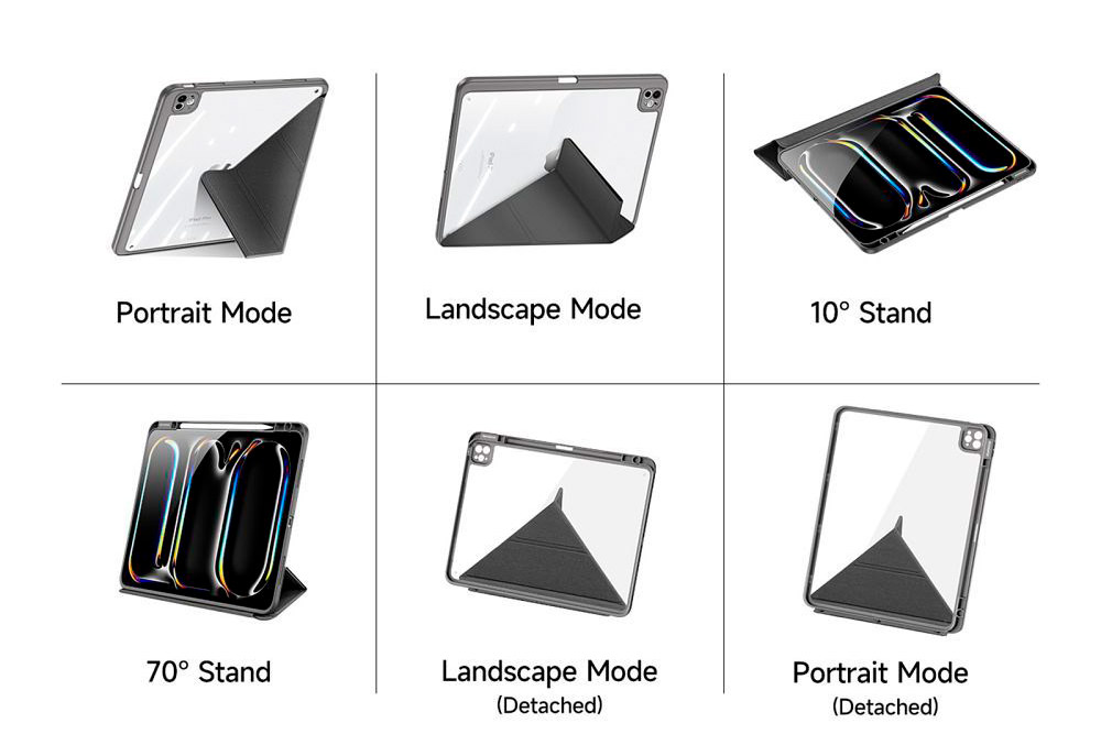 Dėklas knygutė iPad Pro 11, 2022, 2021, 2020, 2018 - Juodas aprašymas - Prekės nuotrauka