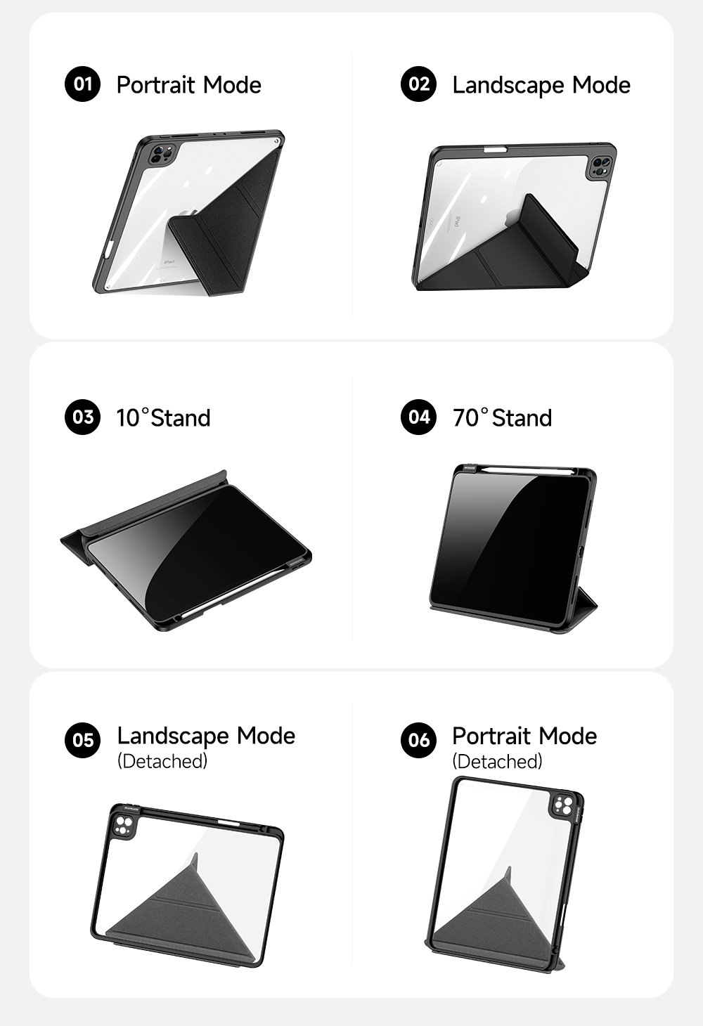 Dėklas knygutė iPad Pro 11, 2022, 2021, 2020, 2018 - Juodas aprašymas - Prekės nuotrauka