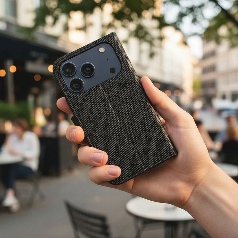 Dėklas knygutė iPhone 18 Pro // iPhone 17 Pro - Juodas aprašymas - Prekės nuotrauka