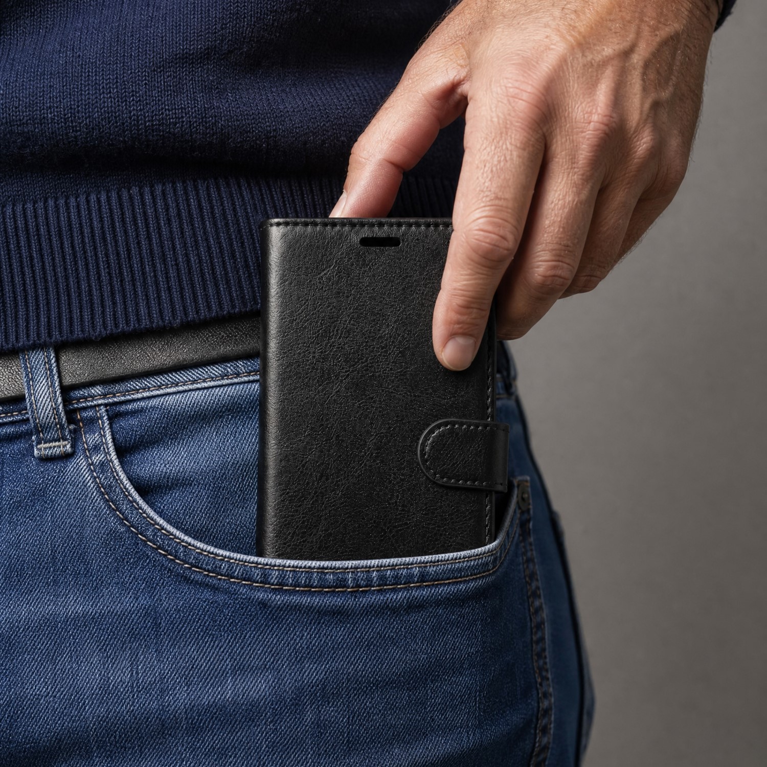 Odinis dėklas knygutė iPhone 16 - Juodas aprašymas - Prekės nuotrauka