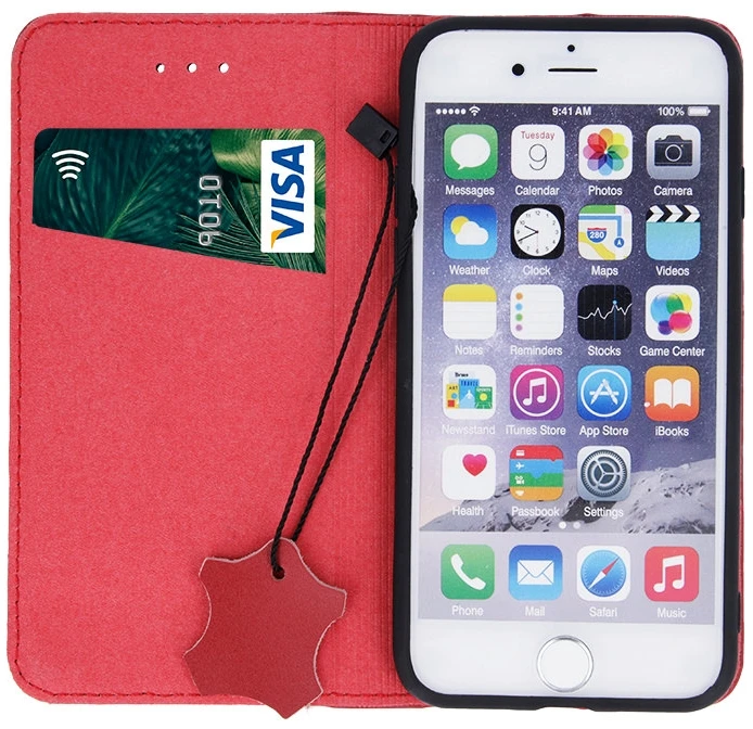 Odinis dėklas knygutė iPhone 18 // iPhone 17 - Raudonas