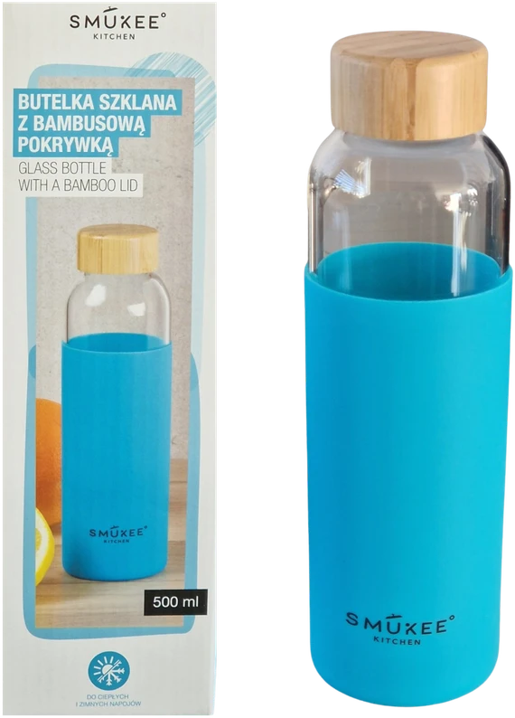 Ambition Stiklinė gertuvė su bambukiniu dangteliu SMÜKEE, 500 ml