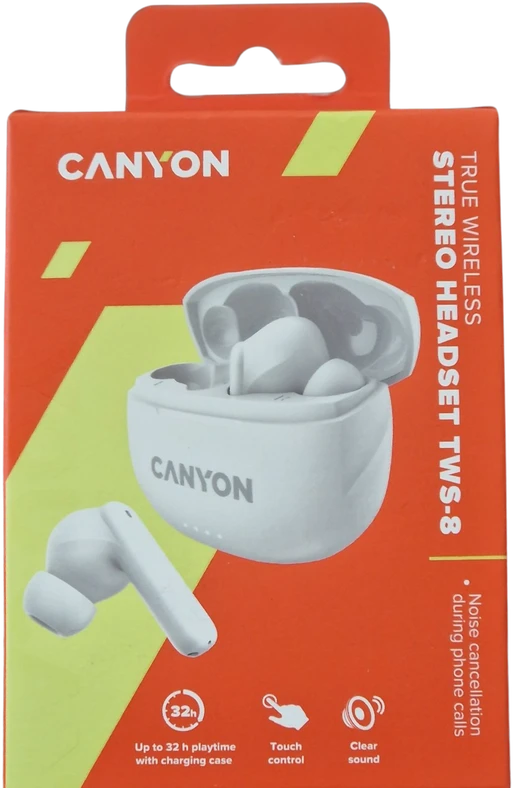 Belaidės ausinės Canyon TWS-8 ENC, Baltos spalvos