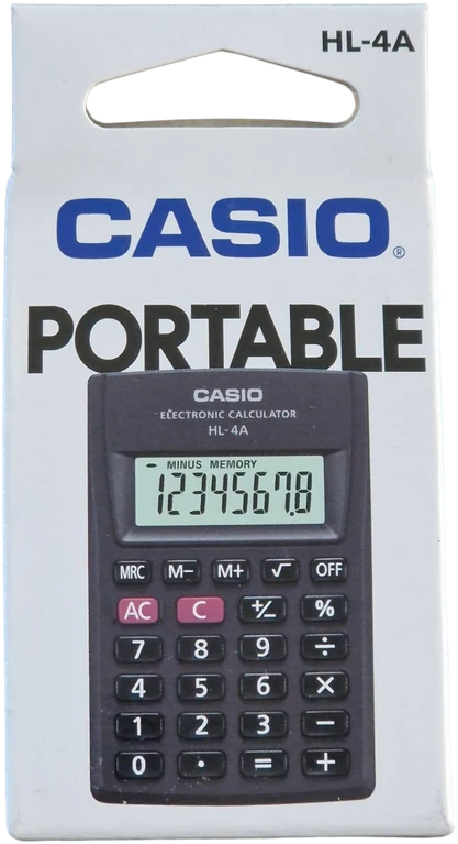 Kišeninis skaičiuotuvas CASIO HL-4A, 56 x 87 x 8.6 mm