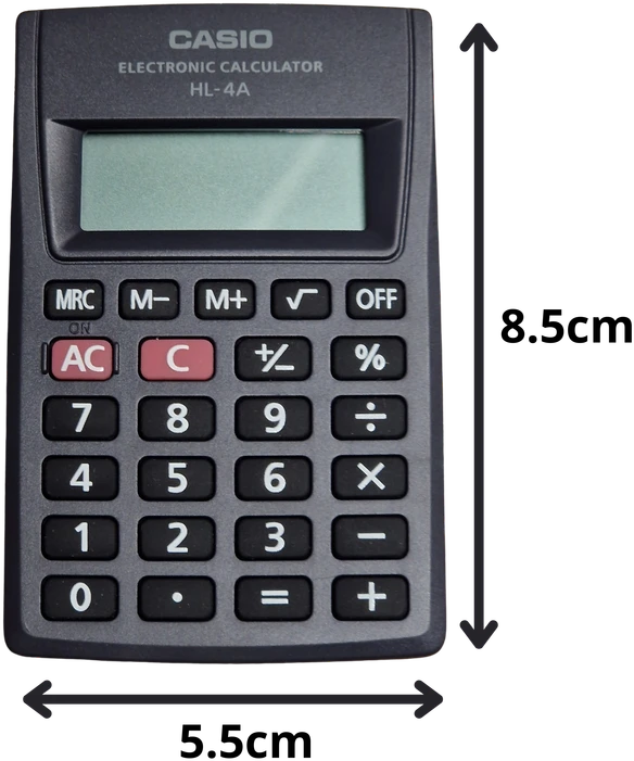 Kišeninis skaičiuotuvas CASIO HL-4A, 56 x 87 x 8.6 mm