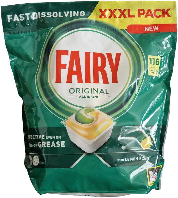 Indaplovių tabletės Fairy Platinum All In One Lemon, 116 vnt., citrinų kvapo