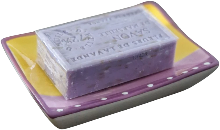 Marselio muilas, LHP „Levandų žiedai“, 100 g. su keramikinė muilinė
