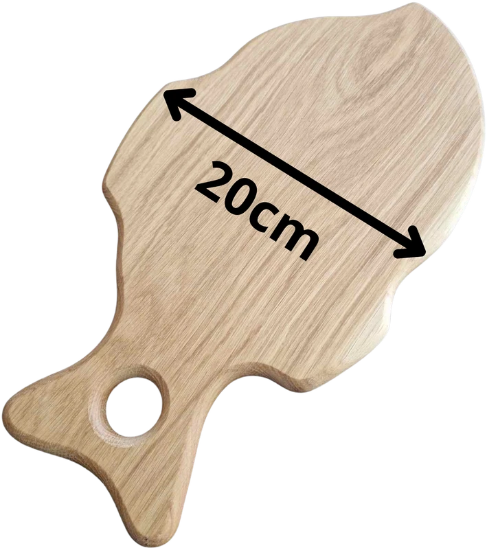 Pjaustymo lenta žuvies formos iš ąžuolo medienos, 35,5 × 20 cm, 2 cm storio