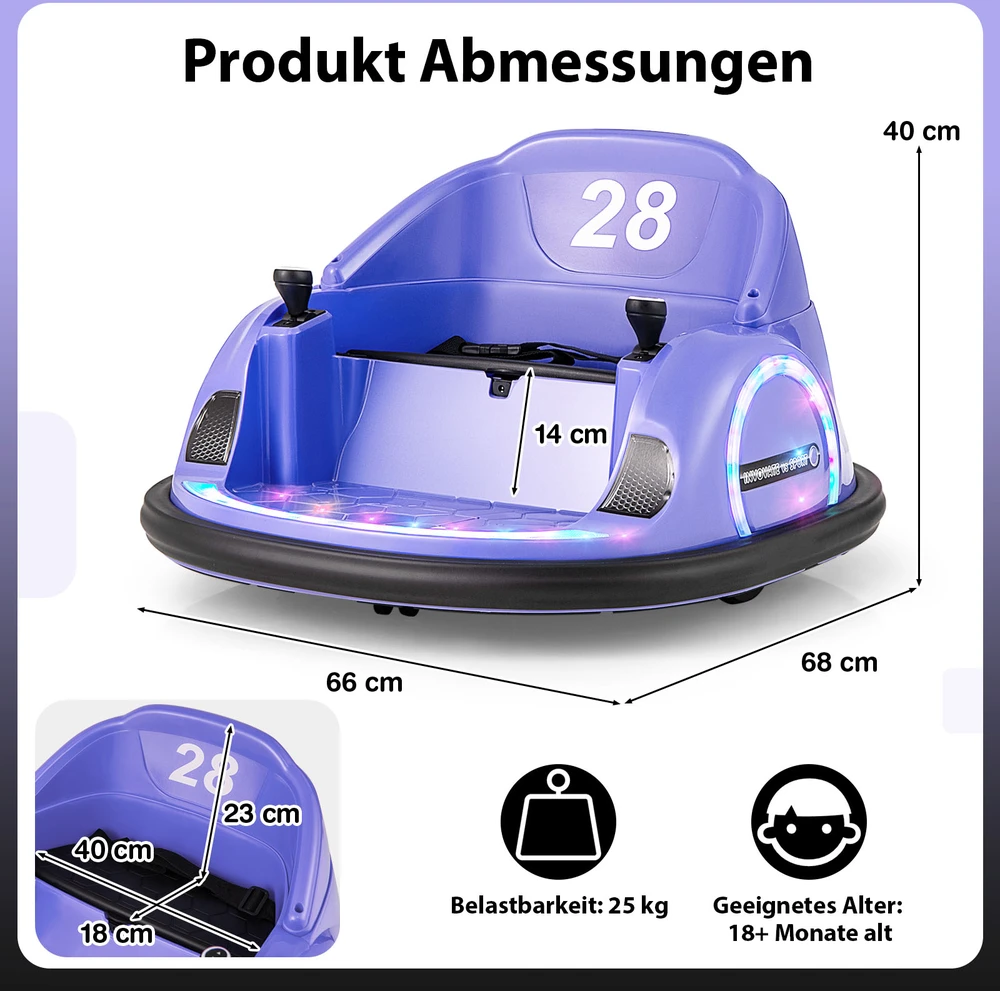 Koduva 12V Elektrinis Vaikiškas Bumperis Violetinis