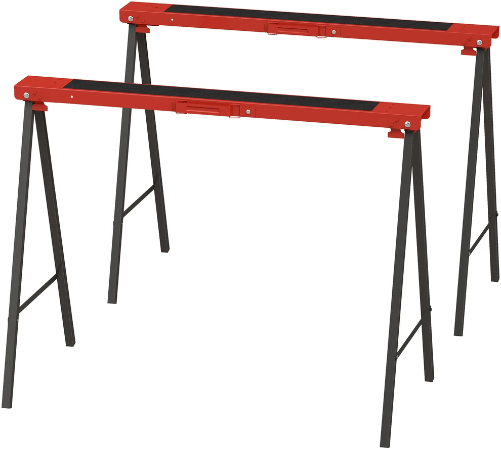 Aosom 2 dalių darbinių ožių rinkinys, metalas, raudona ir juoda, 99,5 x 50 x 76 cm