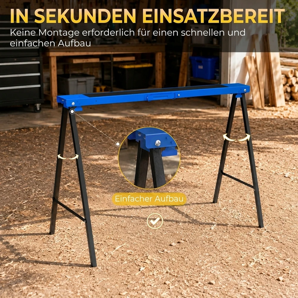 Aosom 2 dalių darbinių ožių rinkinys, metalas, juoda ir mėlyna, 99,5 x 50 x 76 cm