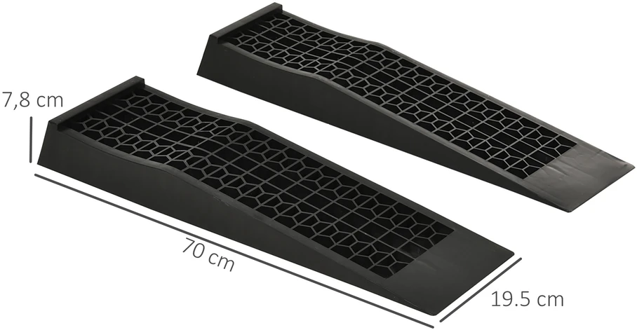 Aosom 2 dalių užvažiavimo rampų rinkinys, juodas, plastikas, 3000 kg