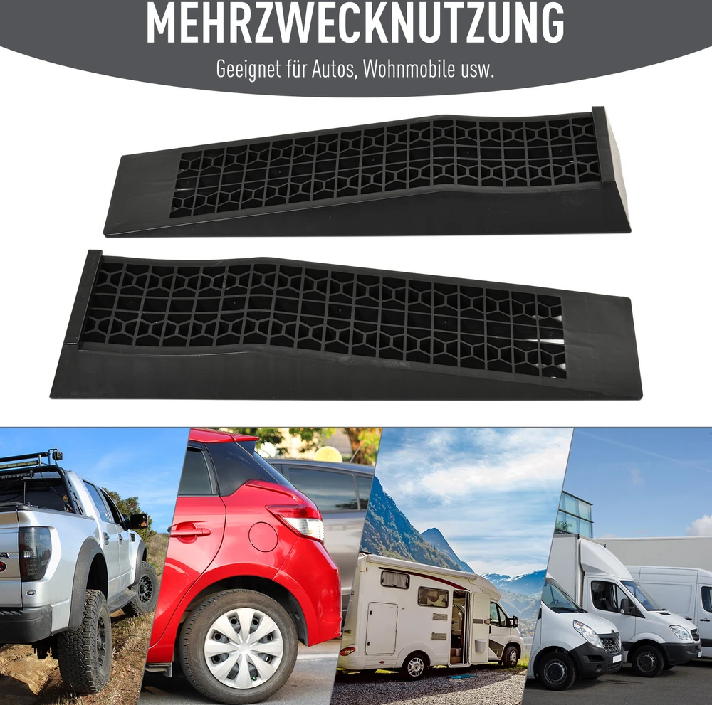 Aosom 2 dalių užvažiavimo rampų rinkinys, juodas, plastikas, 3000 kg