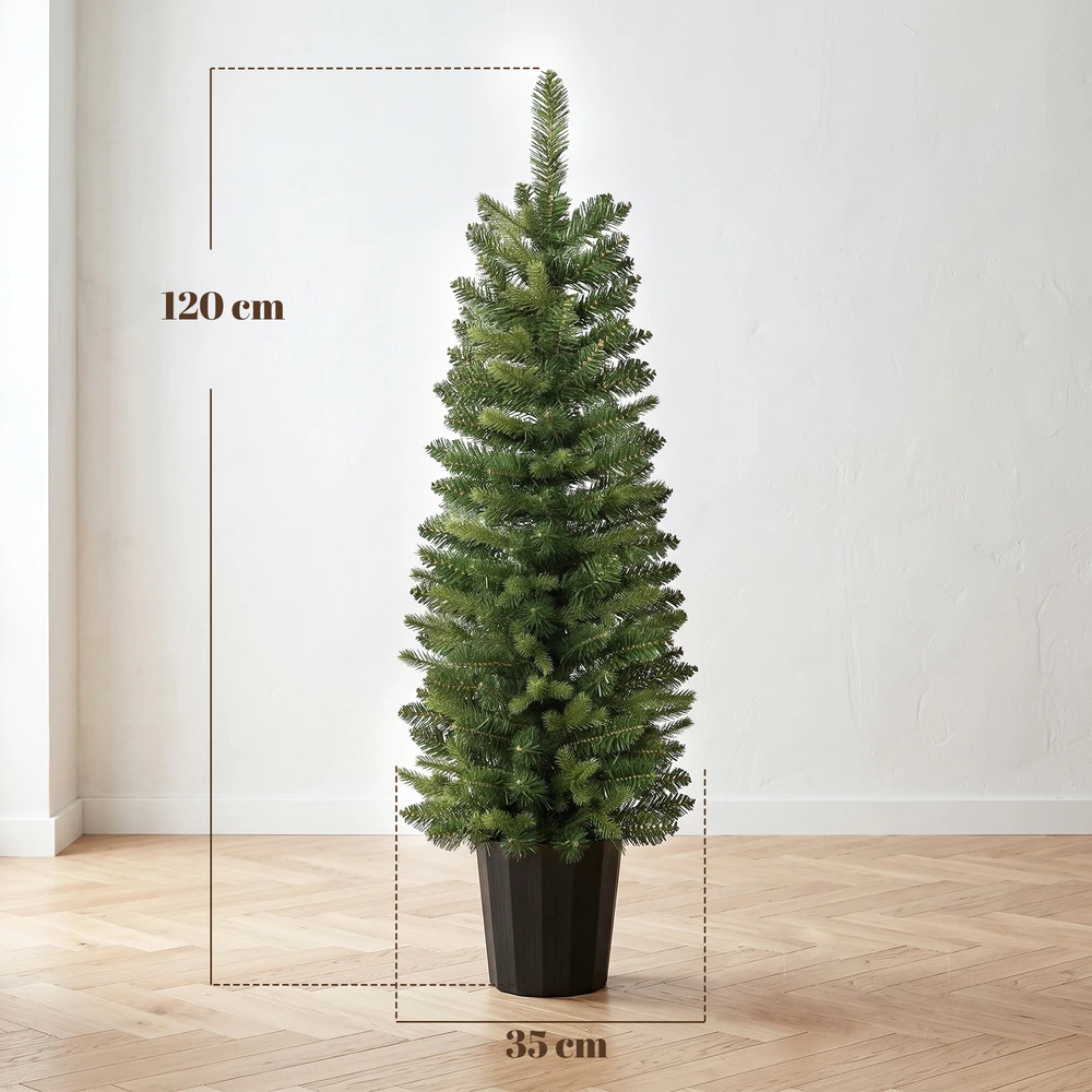 Aosom 2 dirbtinių kalėdinių eglučių rinkinys, 120 cm, žalias, su vazono pagrindu