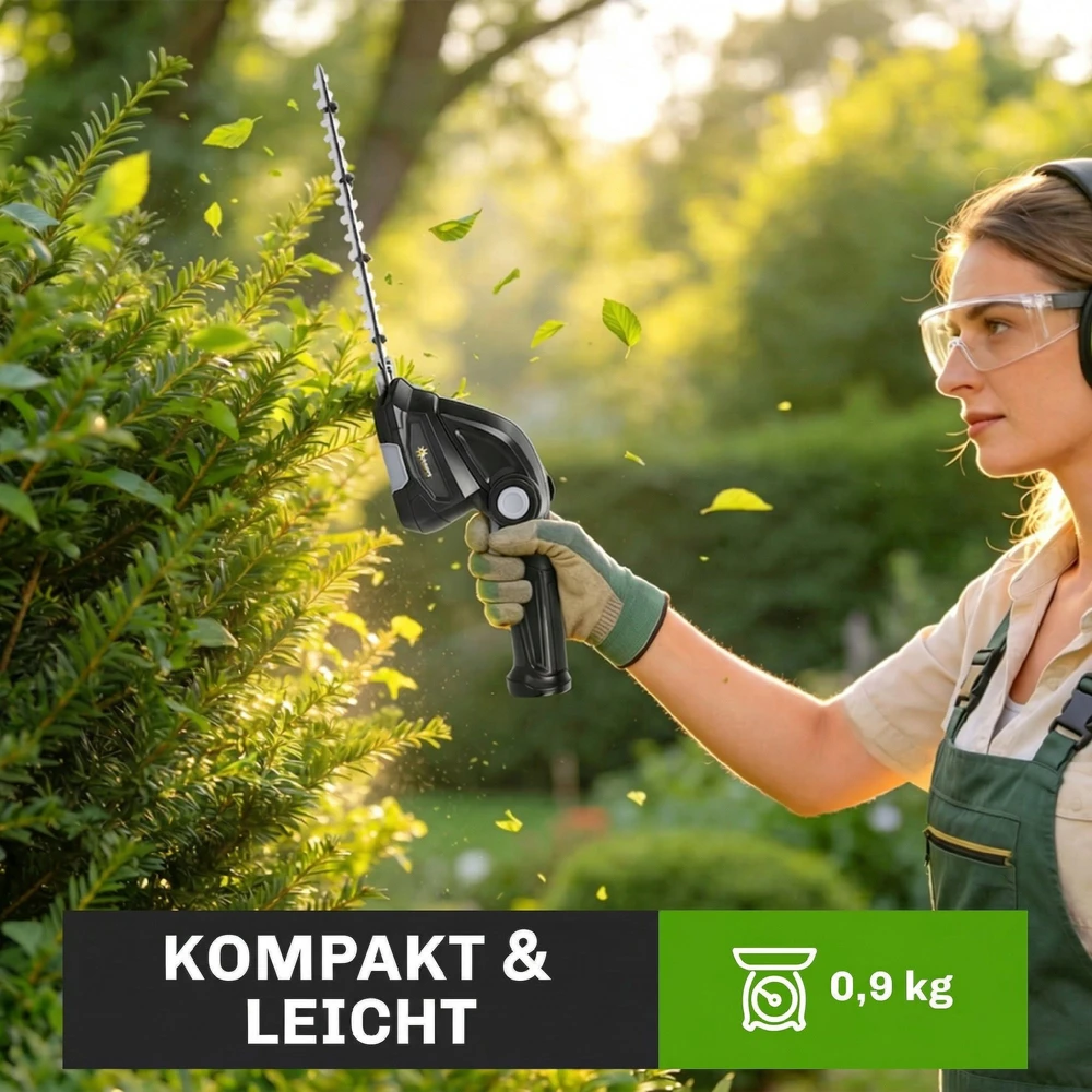 Aosom 2-in-1 elektrinės gyvatvorių ir žolės žirklės, 2 x 7,2 V įkraunamas 2,0 Ah akumuliatorius, 2 keičiami peiliai, juodos