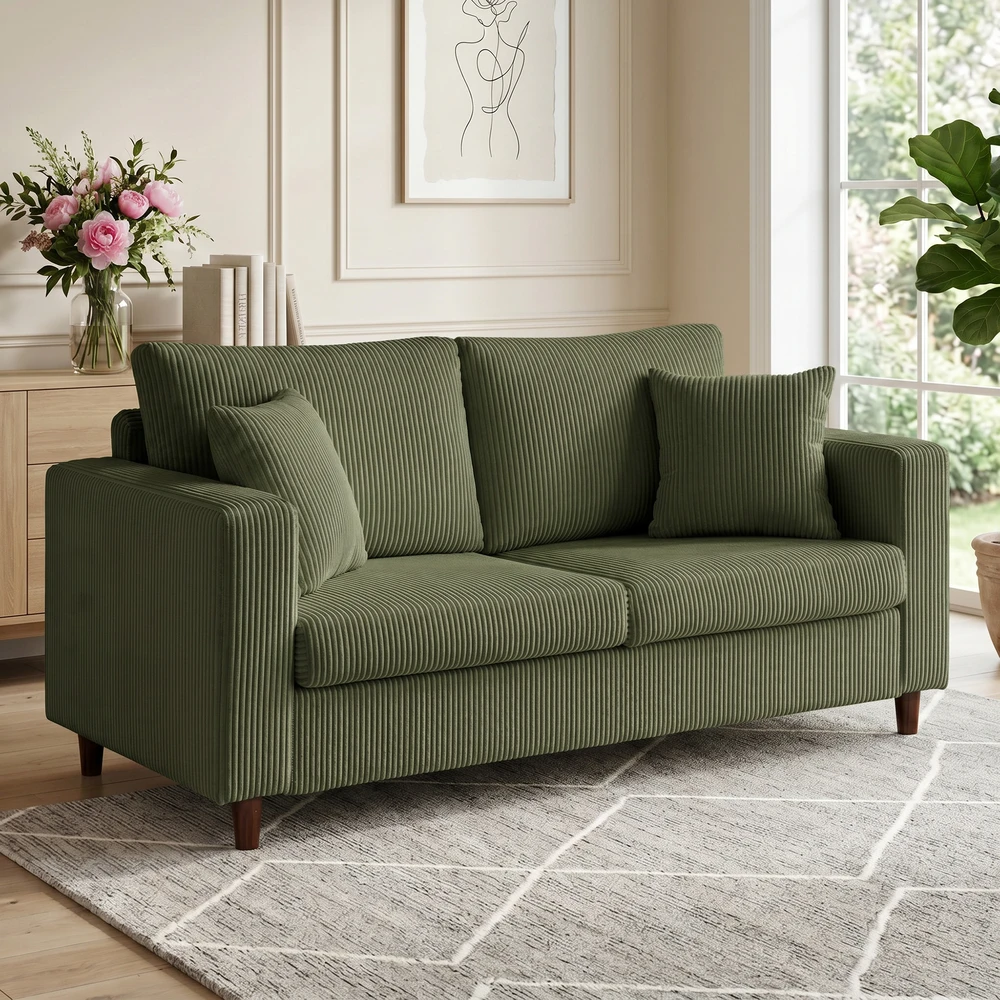 Aosom 2 vietų sofa, velvetas, žalia, 170 x 80 x 82 cm
