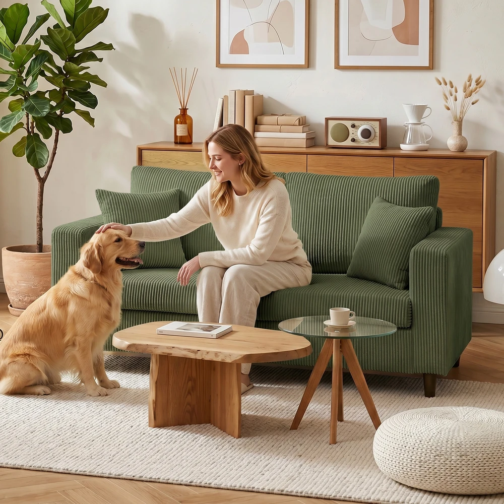Aosom 2 vietų sofa, velvetas, žalia, 170 x 80 x 82 cm