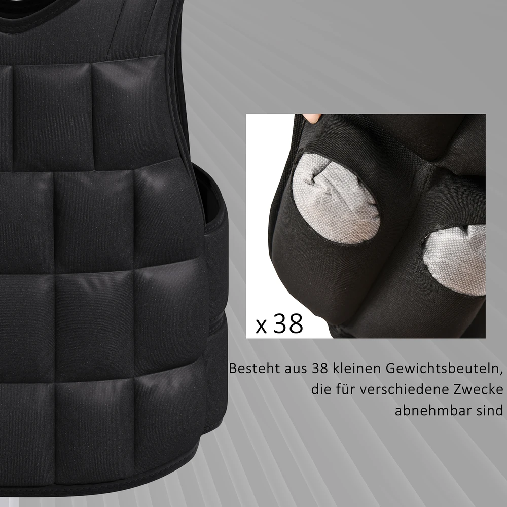 Aosom 20 kg svertinė liemenė, juoda, vieno dydžio