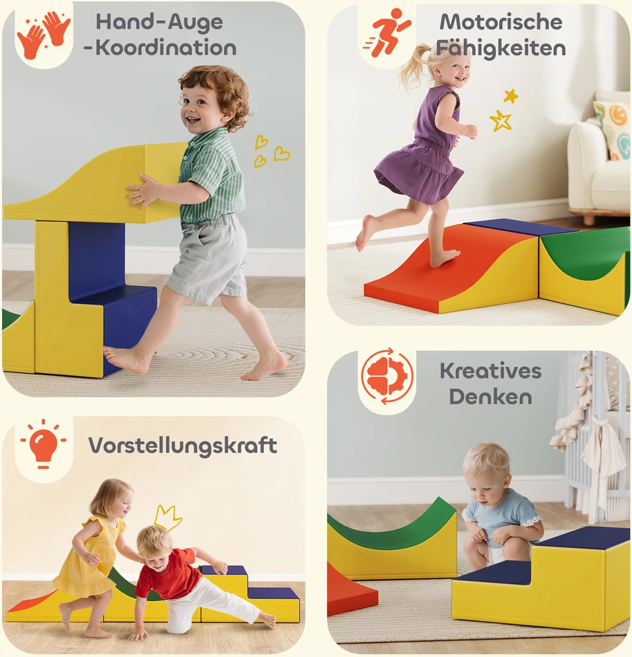 Aosom 3 dalių kopimo ir ropojimo rinkinys mažyliams, dirbtinė oda, putplastis, geltona