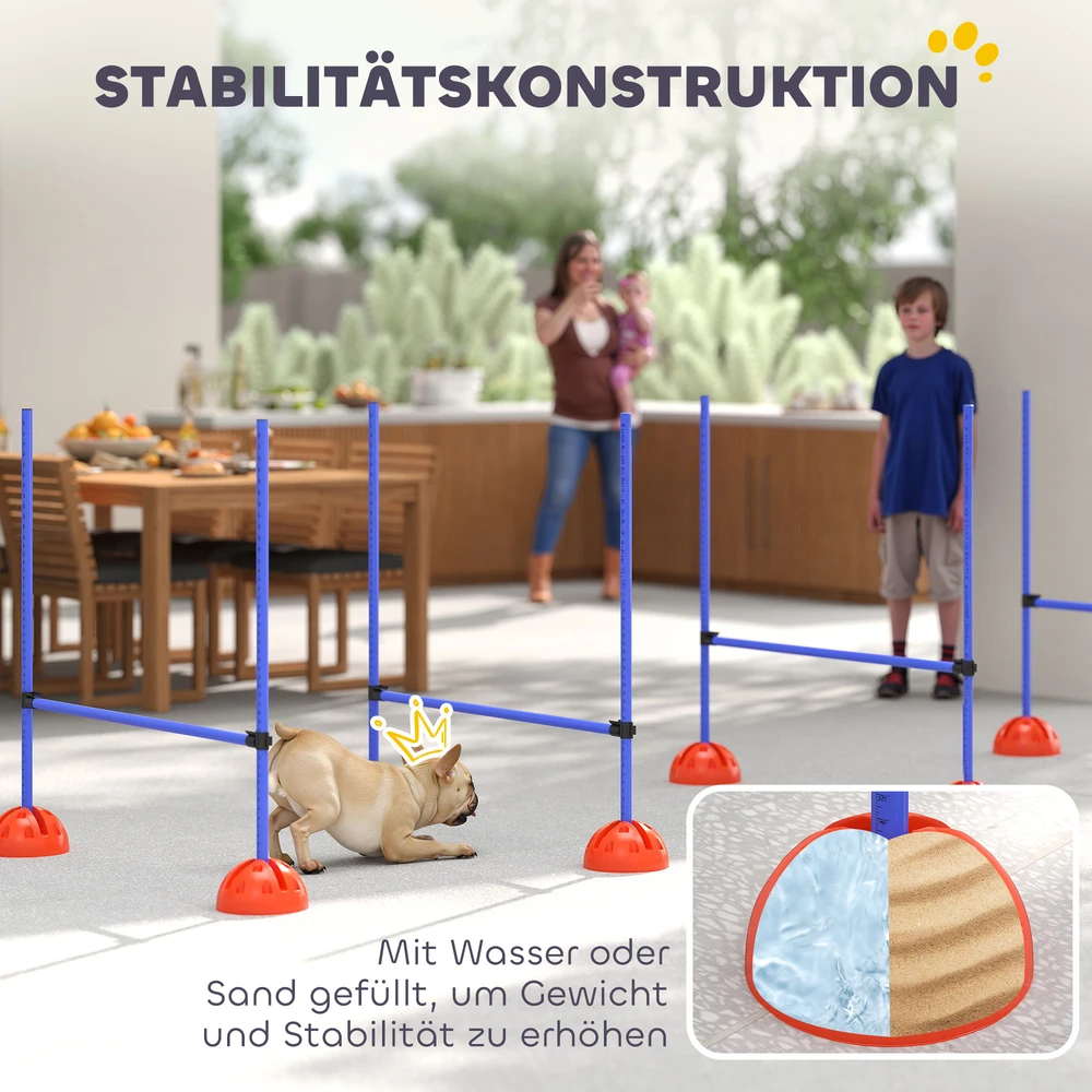Aosom 4 dalių šunų agility rinkinys su 4 kliūtimis ir nešiojamu krepšiu, mėlynas