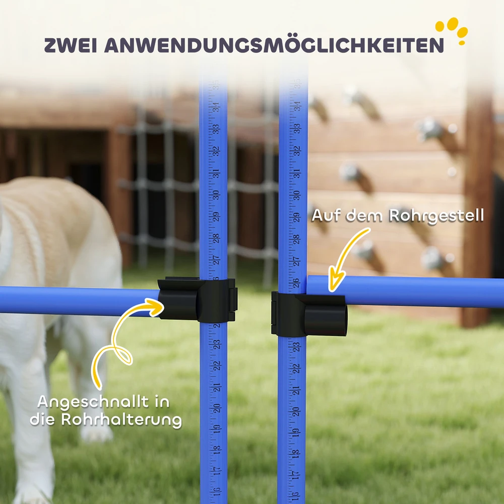 Aosom 4 dalių šunų agility rinkinys su 4 kliūtimis ir nešiojamu krepšiu, mėlynas
