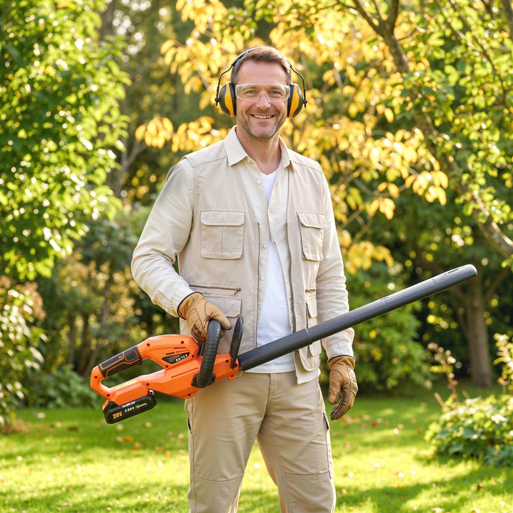 Aosom Akumuliatorinė gyvatvorių žirklės, 100 W, 51 cm, oranžinė