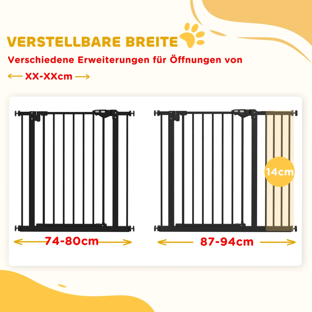 Aosom Apsauginiai varteliai šunims, juodi, metalas ir plastikas, 74-94 cm