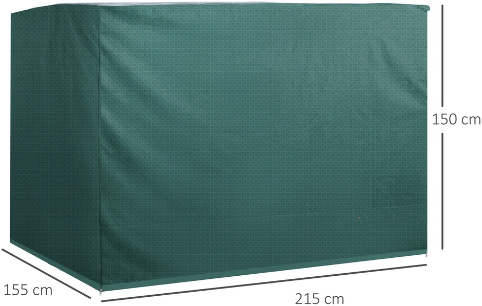Aosom Apsauginis sodo baldų uždangalas 3 vietų sūpuoklėms, žalias, PE, 215 x 155 x 150 cm