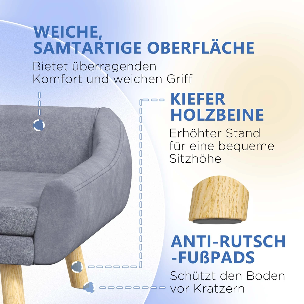 Aosom Augintinio sofa šunims, skandinaviško dizaino, pilka/natūrali, 102 x 58,5 x 42,5 cm
