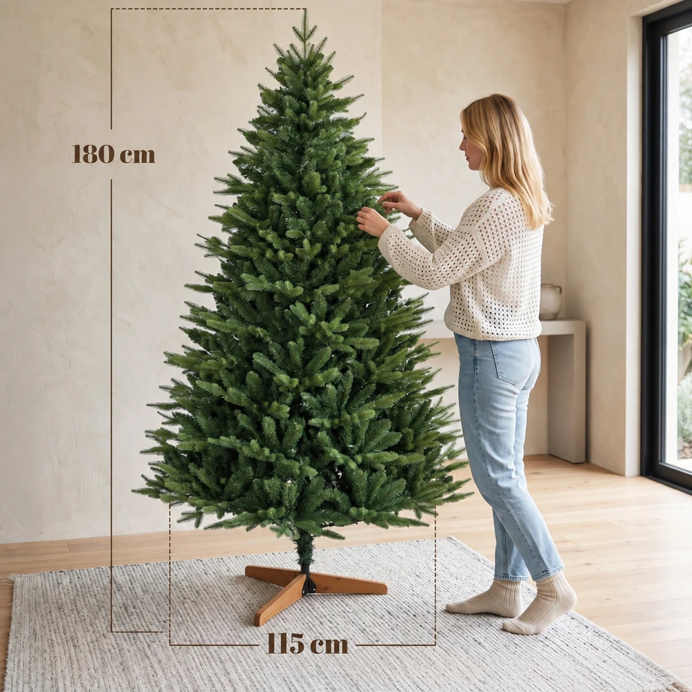 Aosom Dirbtinė Kalėdų eglė su pušiniu stovu, žalia, 180 cm, Ø115 cm