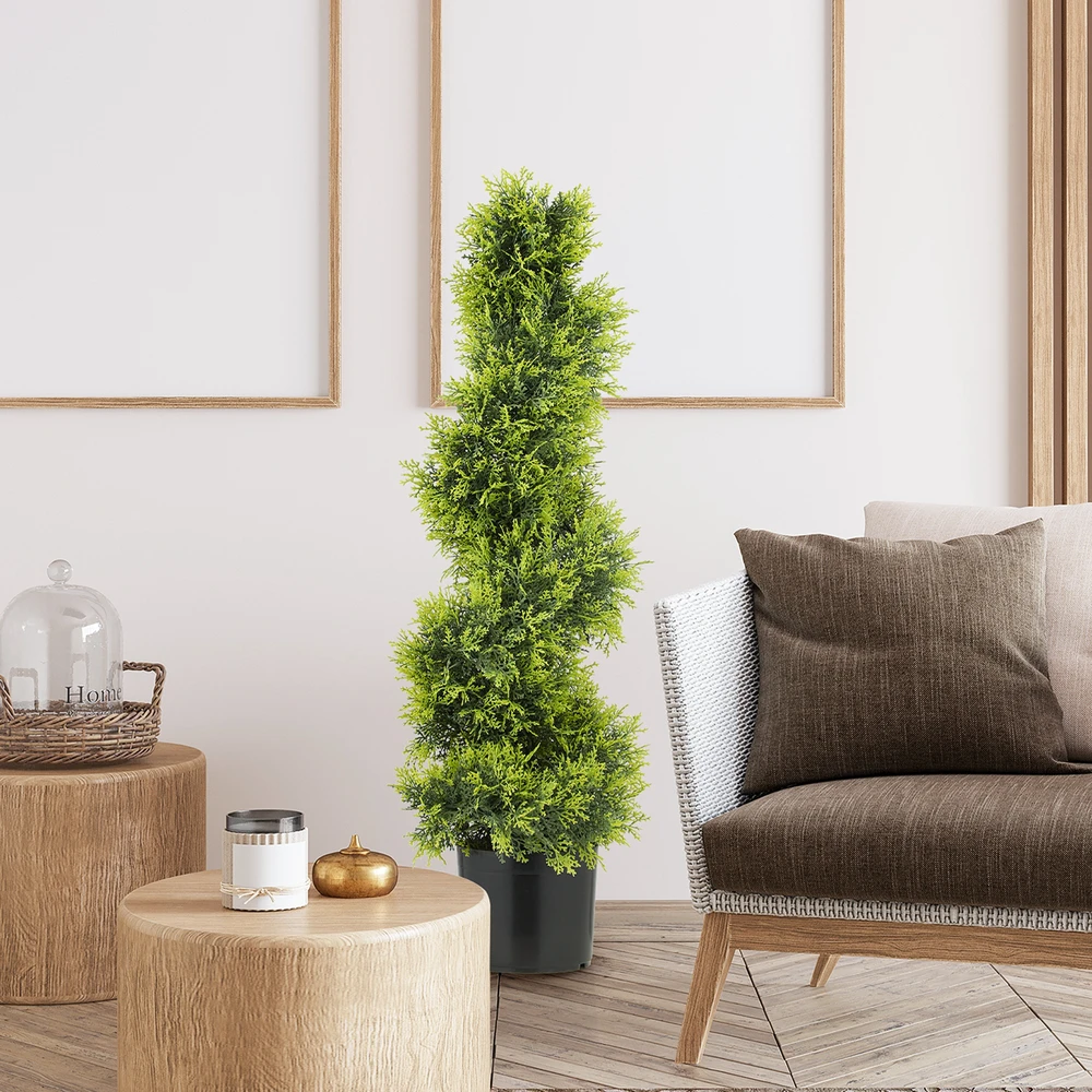 Aosom Dirbtinė zypresė spiralės formos, 90 cm, žalia