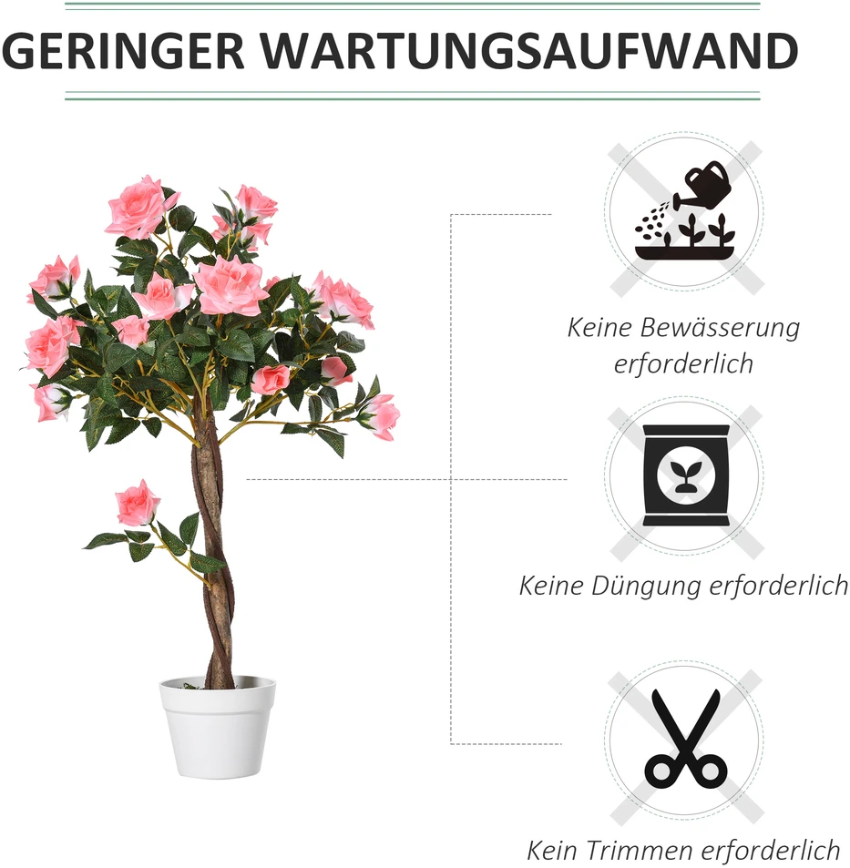 Aosom Dirbtinis augalas vazone, rožinis, Ø18 x 90 cm