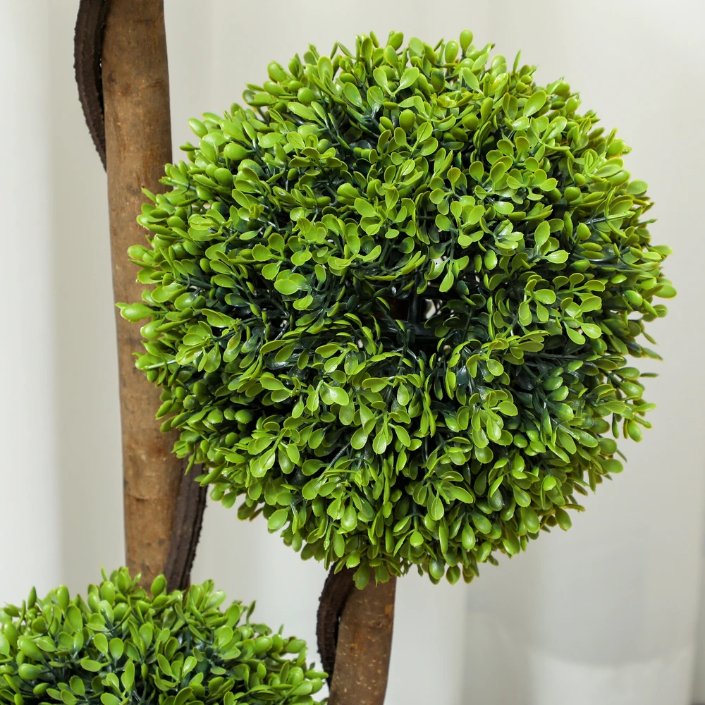 Aosom Dirbtinis buksmedis vazone, 2 vnt. rinkinys, žalias ir juodas, 90 cm