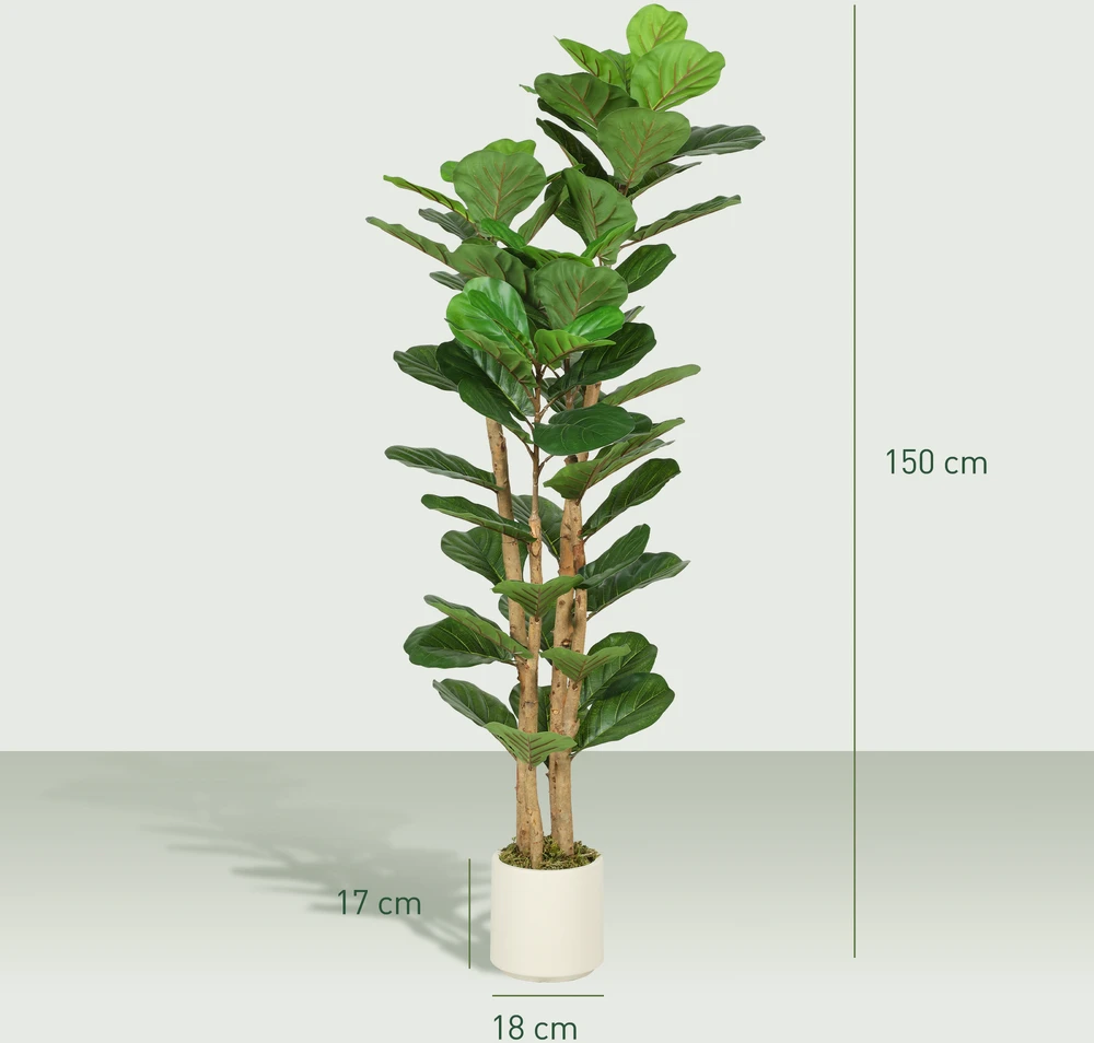 Aosom Dirbtinis lyralapis fikusas vazone su 71 lapu, 150 cm